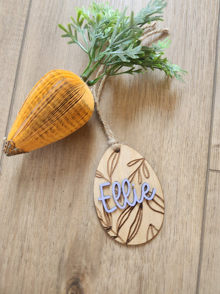 Leaf Engrave Egg Easter Tag