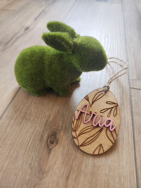 Leaf Engrave Egg Easter Tag