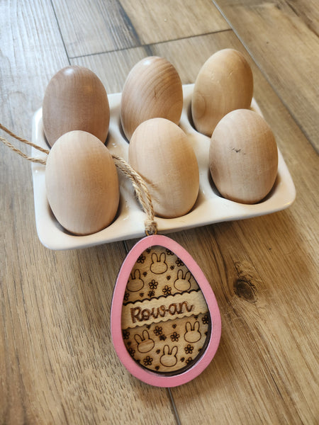Egg Striped Scallop Easter Tag