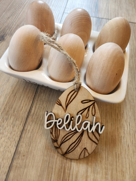 Leaf Engrave Egg Easter Tag