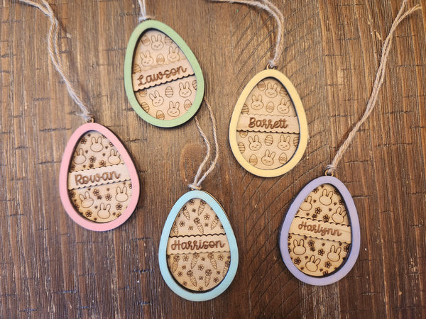 Egg Striped Scallop Easter Tag