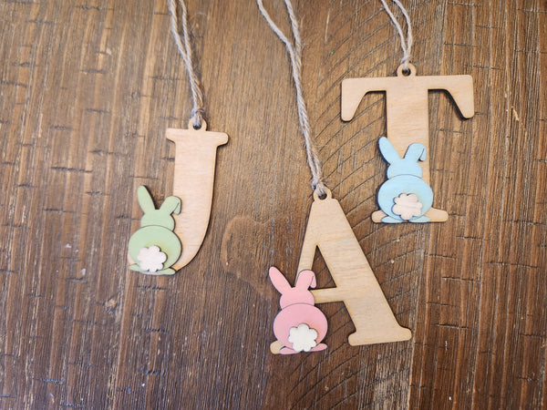 Initial with Bunny Easter Tag