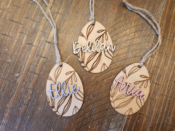 Leaf Engrave Egg Easter Tag