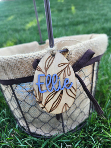 Leaf Engrave Egg Easter Tag