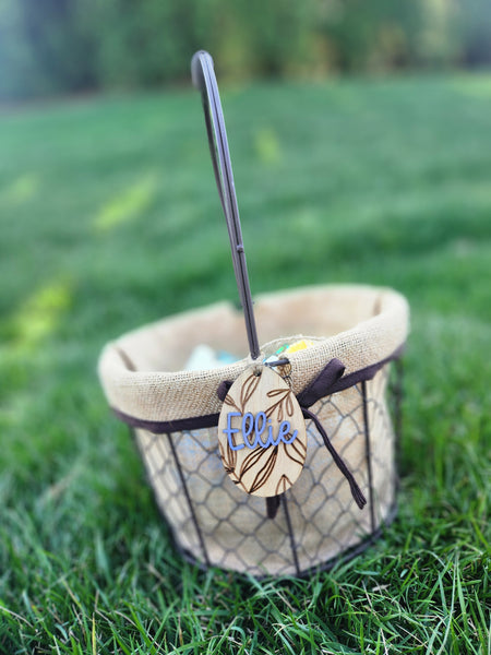 Leaf Engrave Egg Easter Tag