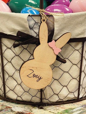 Bunny With Bow Easter Tag